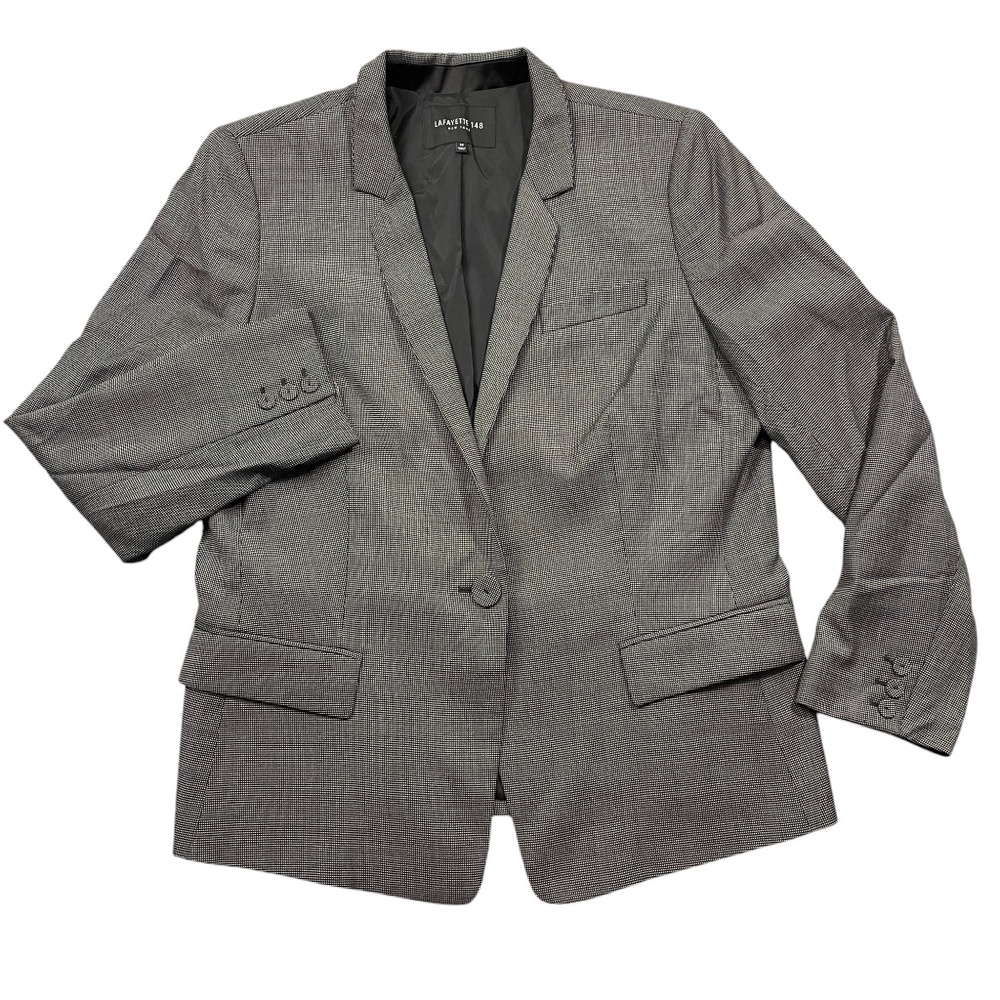 Lafayette 14 Blazer Jacket Wool Blend Lined Button Closure Long Sleeve‎